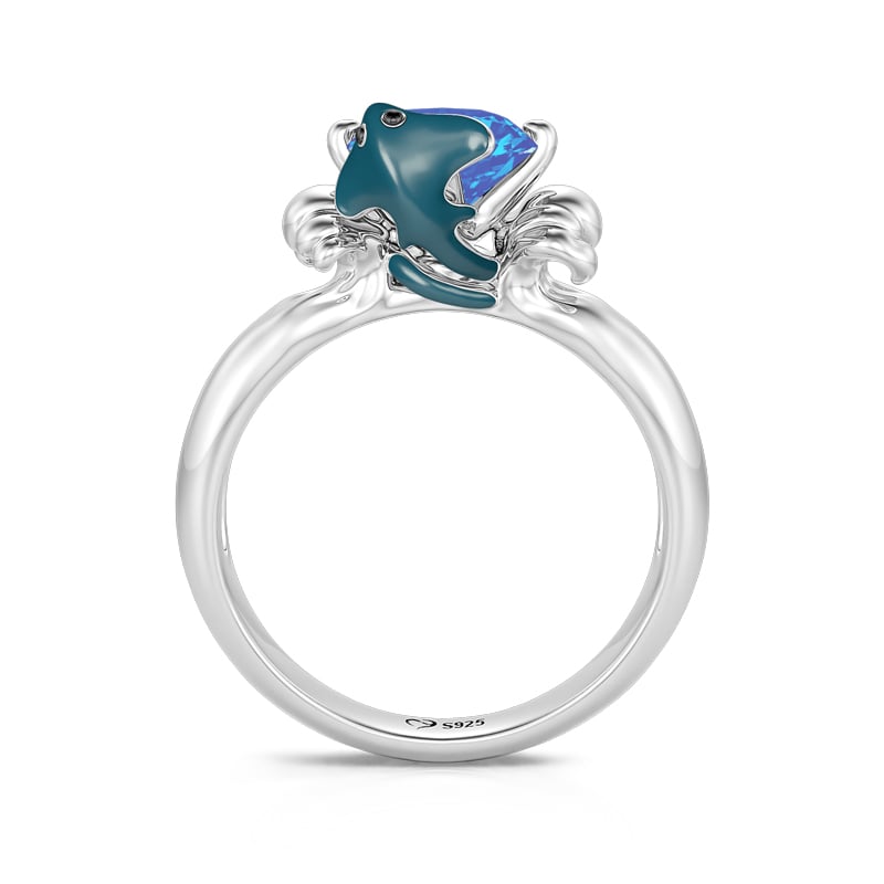 Jeulia Hug Me "Devil Fish" Round Cut Sterling Silver Ring