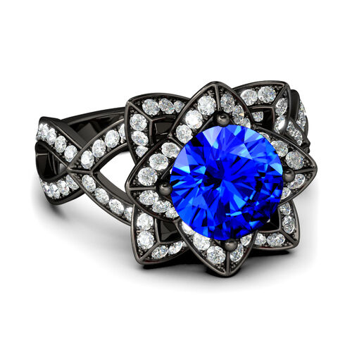Jeulia Round Cut Lotus Flower Sterling Silver Ring