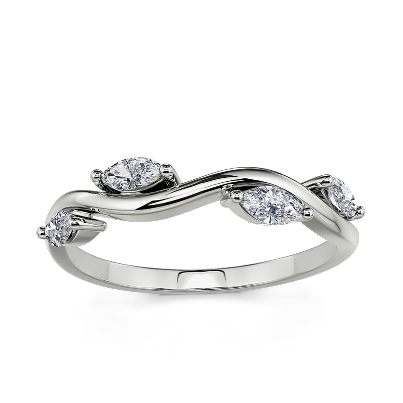 Jeulia "Branch & Leaves" Marquise Cut Sterling Silver Band