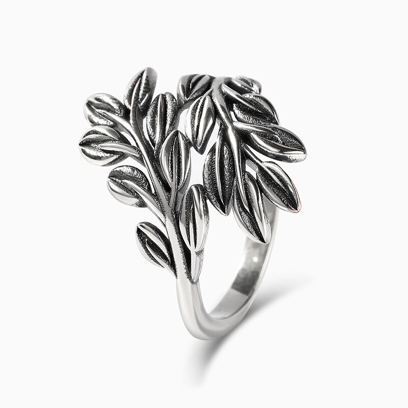 Jeulia "Branches and Leaves" Bypass Design Sterling Silver Ring