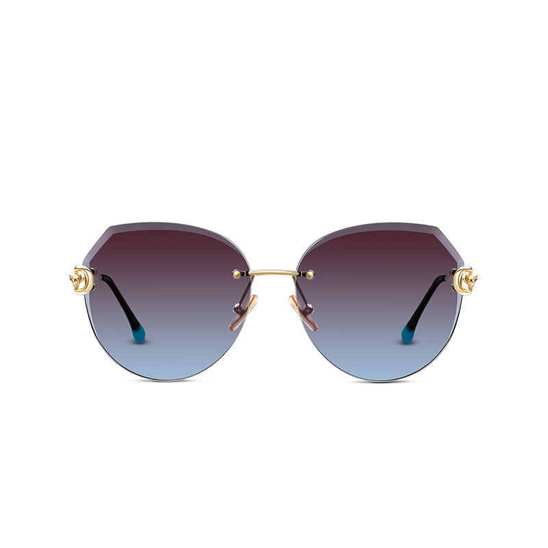 Jeulia "Neon City" runda runda randlösa brun-blå gradient polariserade solglasögon för damer