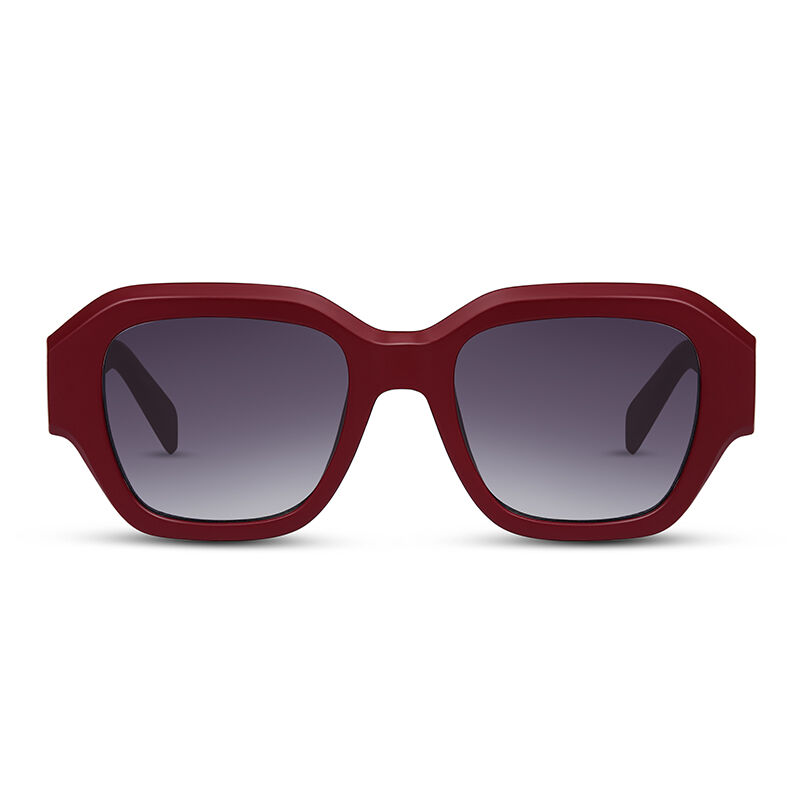 Jeulia Gafas de sol unisex de montura gruesa cuadrada con degradado rojo/gris