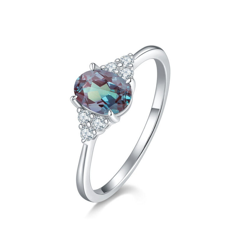 Jeulia Alexandrite Ovalskuren Sterling Silver Ring