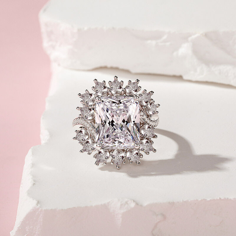 Jeulia Vintage Halo Twist Radiant Cut Engagement Ring