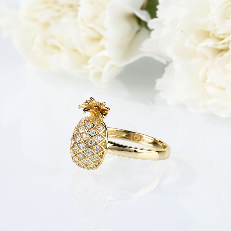 Jeulia Pineapple Sterling Silver Ring