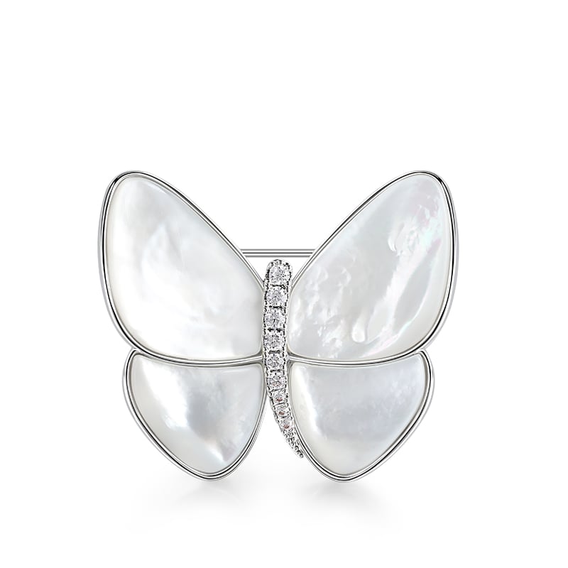 Jeulia Butterfly Copper Mother of Pearl Brooch