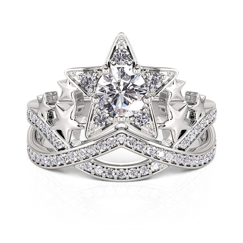 Jeulia "Christmas Gift" Nature Fashion Star Ring Sterling Sliver