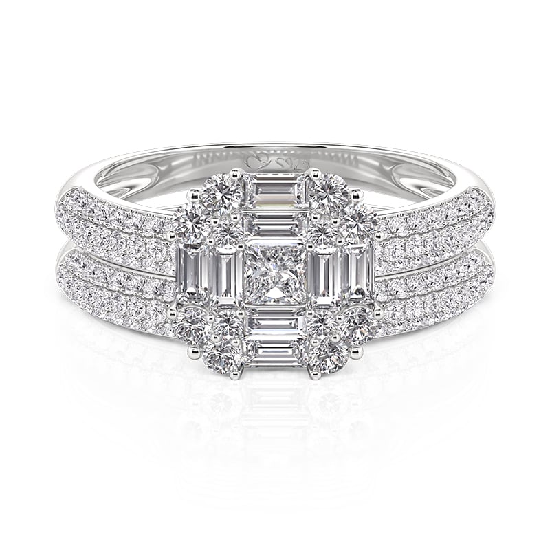 Jeulia Special Square Eternity Ring Set 2PCS
