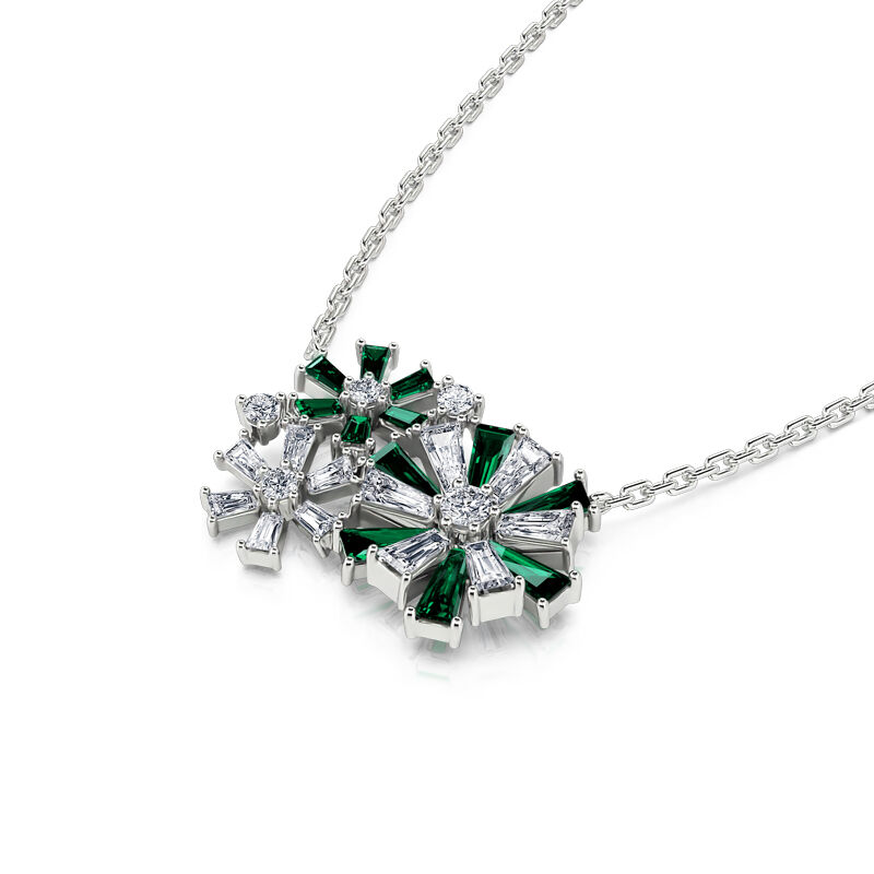 Jeulia Fancy Snowflake Emerald Cut Sterling Silver Necklace