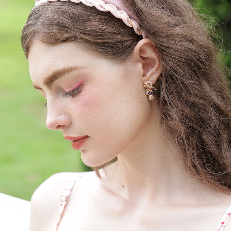 Jeulia "Rhythmus des Lebens" Schmetterling&Blume Emaille Sterling Silber Ohrringe