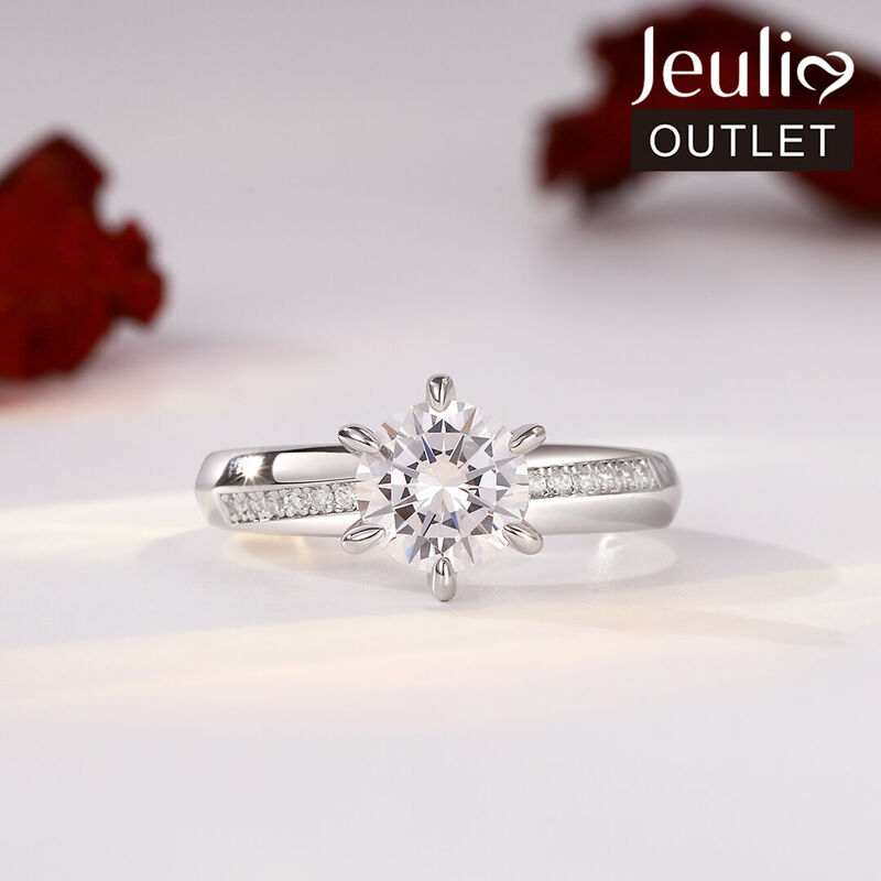 Jeulia Classic Round Cut Sterling Silver Ring