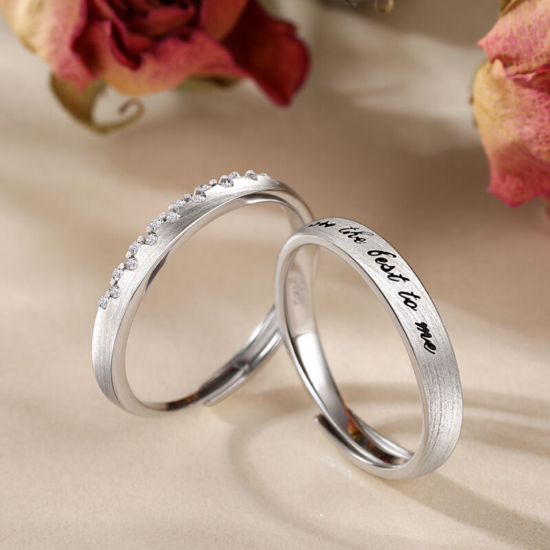 Jeulia "Endless Love" Sterling Silver Adjustable Couple Rings