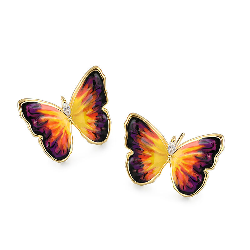 Jeulia "Mystic Wings" Butterfly Enamel Sterling Silver Stud Earrings
