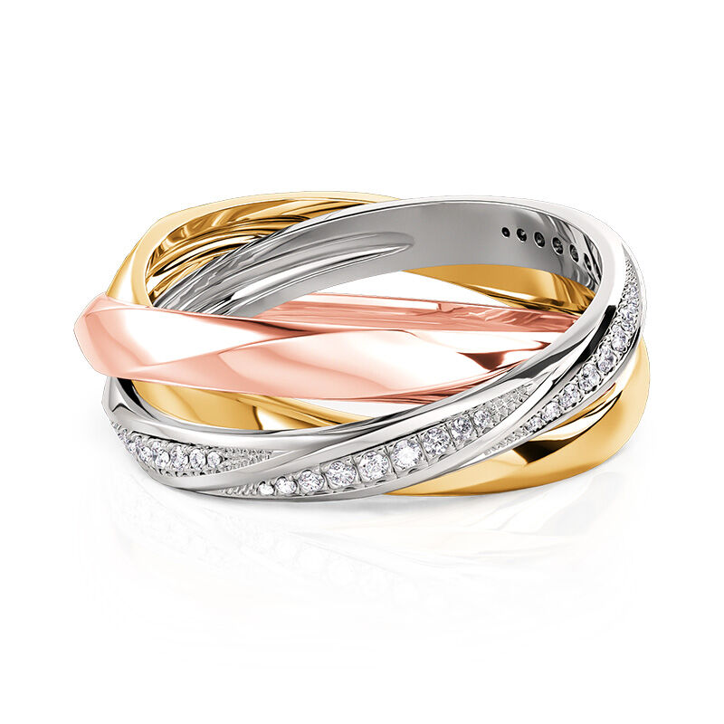 Jeulia Multicolored Trinity Women's Wedding Band