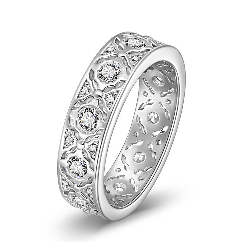 Jeulia Spetsinspirerad Graverad Evighetsring för Kvinnor i Sterling Silver