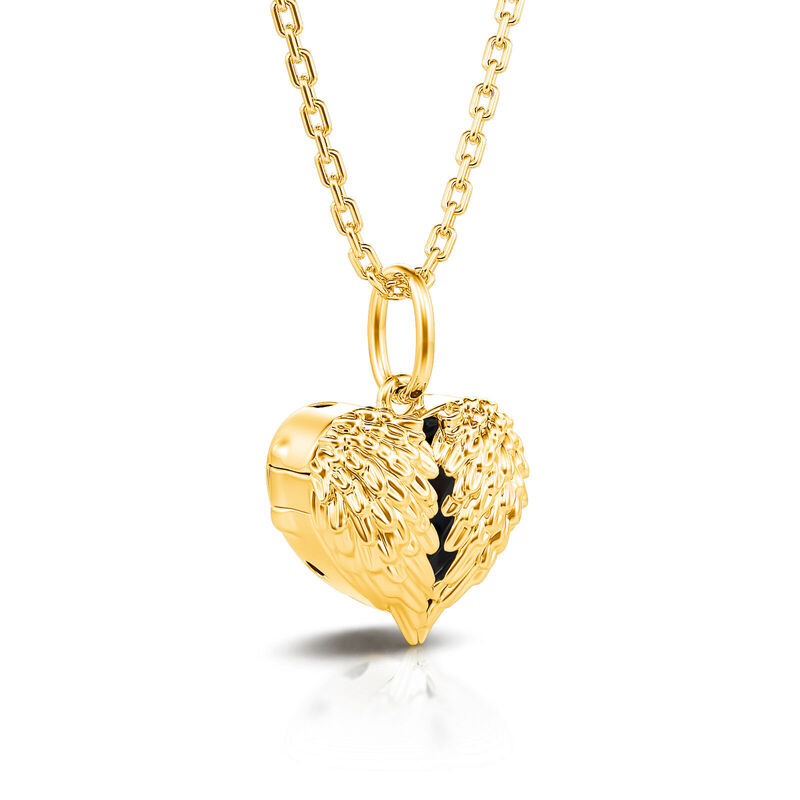 Jeulia Personalized Gold Angel Wings Heart Photo Necklace
