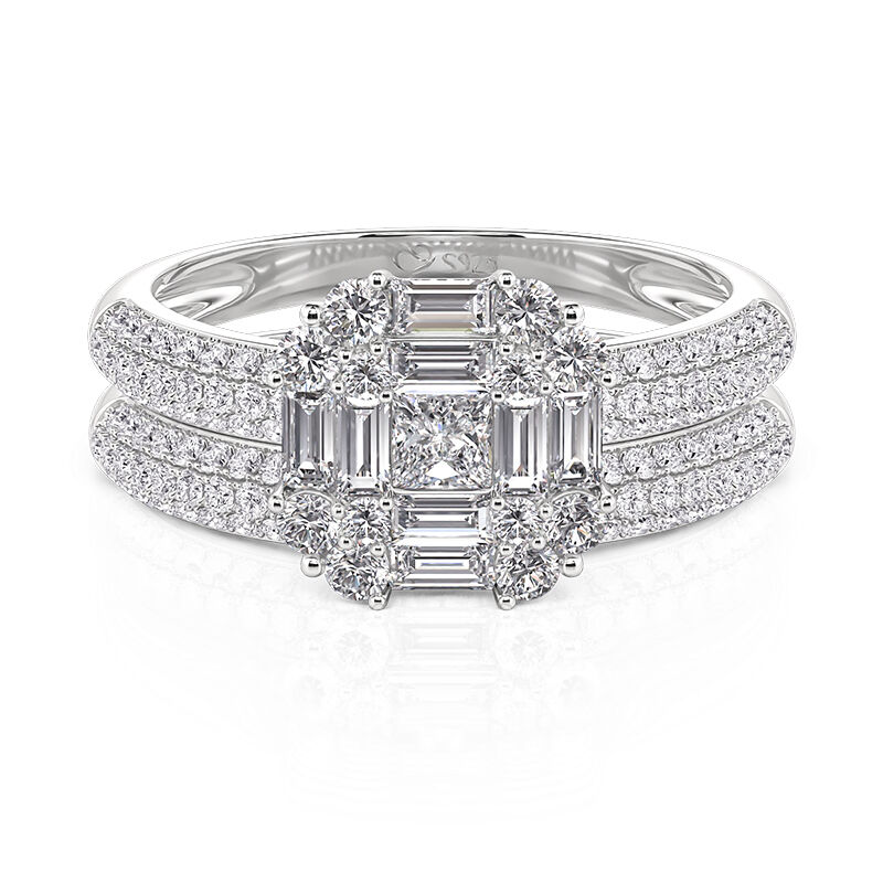 Jeulia Special Square Eternity Ring Set 2PCS