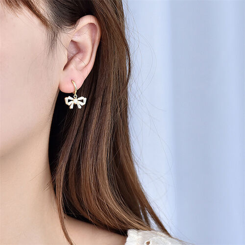 Jeulia Bowknot Design Sterling Silver Drop Earrings