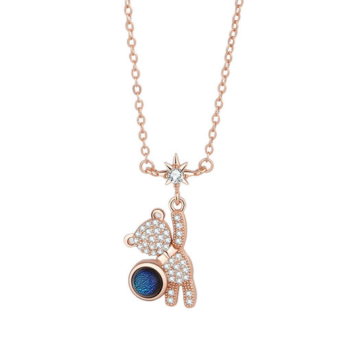 Jeulia "Joyful Bear" Star Sterling Silver Necklace