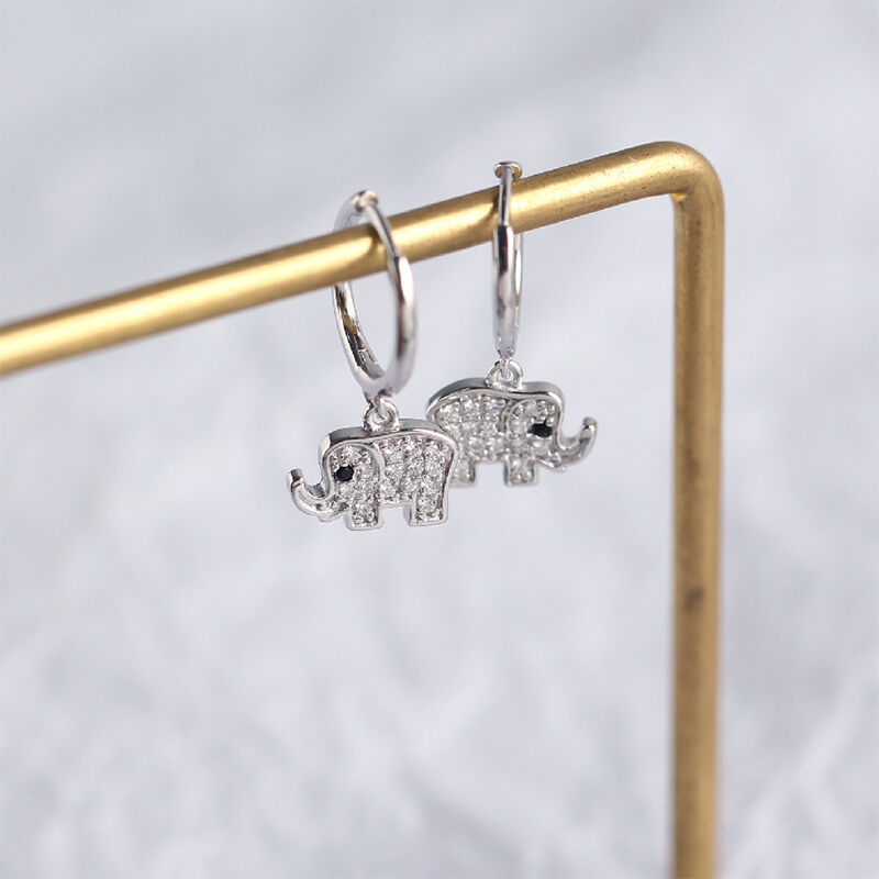 Jeulia Cute Elephant Sterling Silver Earrings