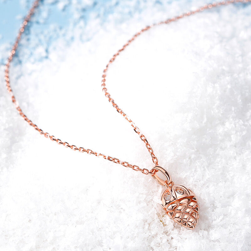 Jeulia "Lucky Acorn" Rose Gold Tone Sterling Silver Necklace