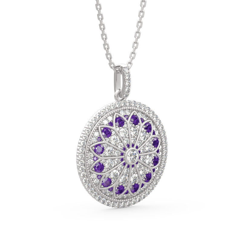 Jeulia "Divine Rose Window" Inspired Sterling Silver Necklace