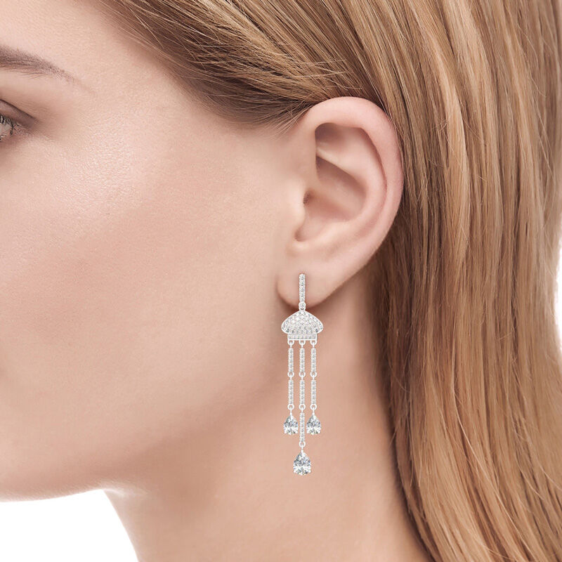 Jeulia Taj Mahal Inspired Sterling Silver Dangle Earrings
