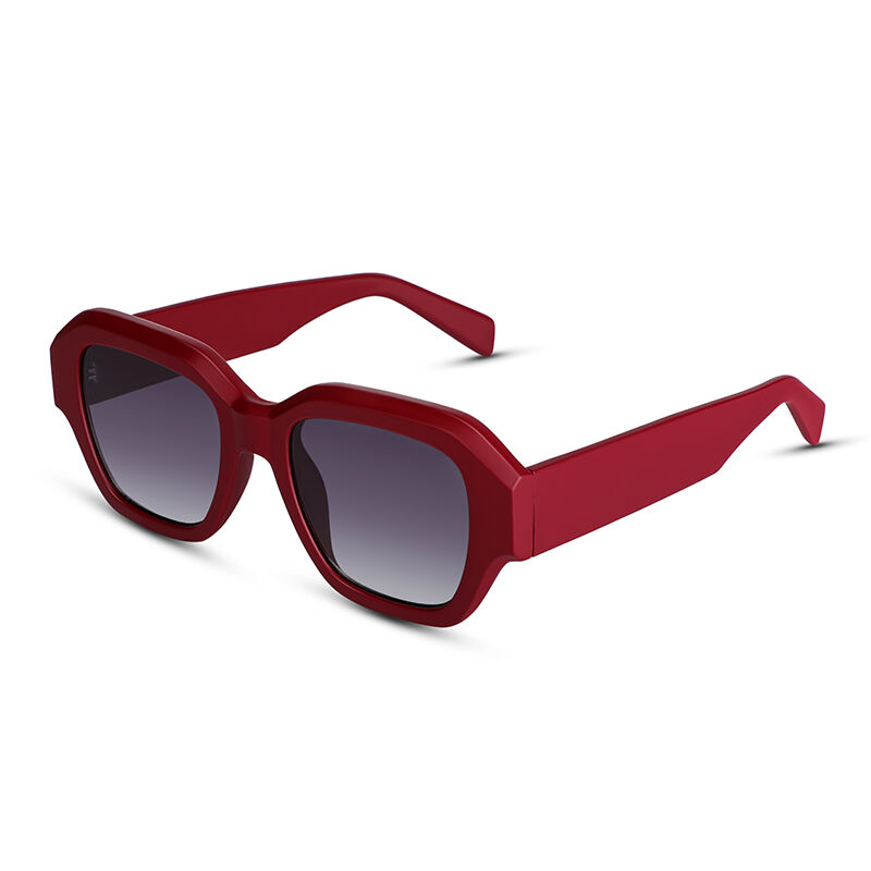 Jeulia "X Promień" Okulary przeciwsłoneczne kwadratowe czerwono-szare gradientowe Unisex