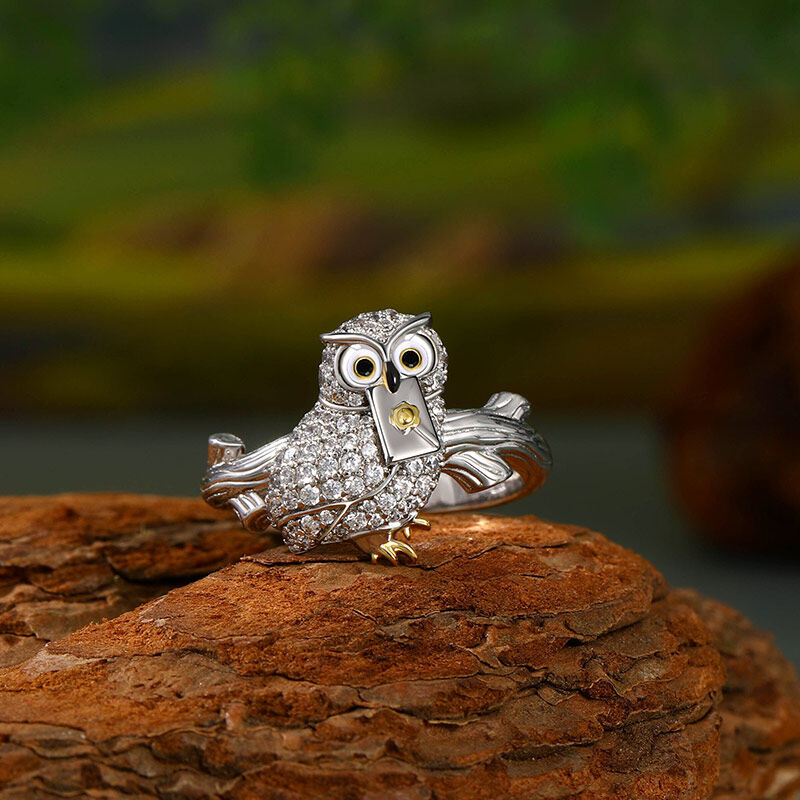 Jeulia "Cute Messenger" Owl Sterling Silver Ring