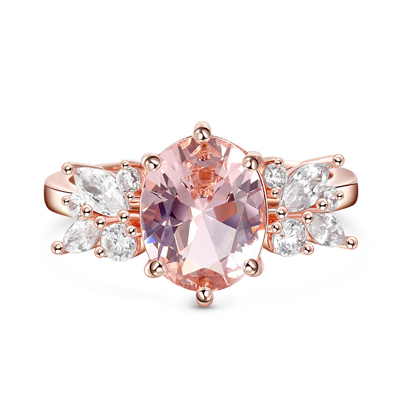 Jeulia Cluster Oval Cut Synthetic Morganite Sterling Silver Ring