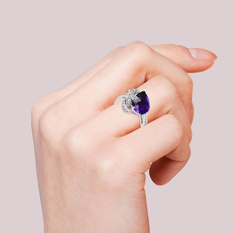 Jeulia Bowknot Pear Cut Sterling Silver Ring