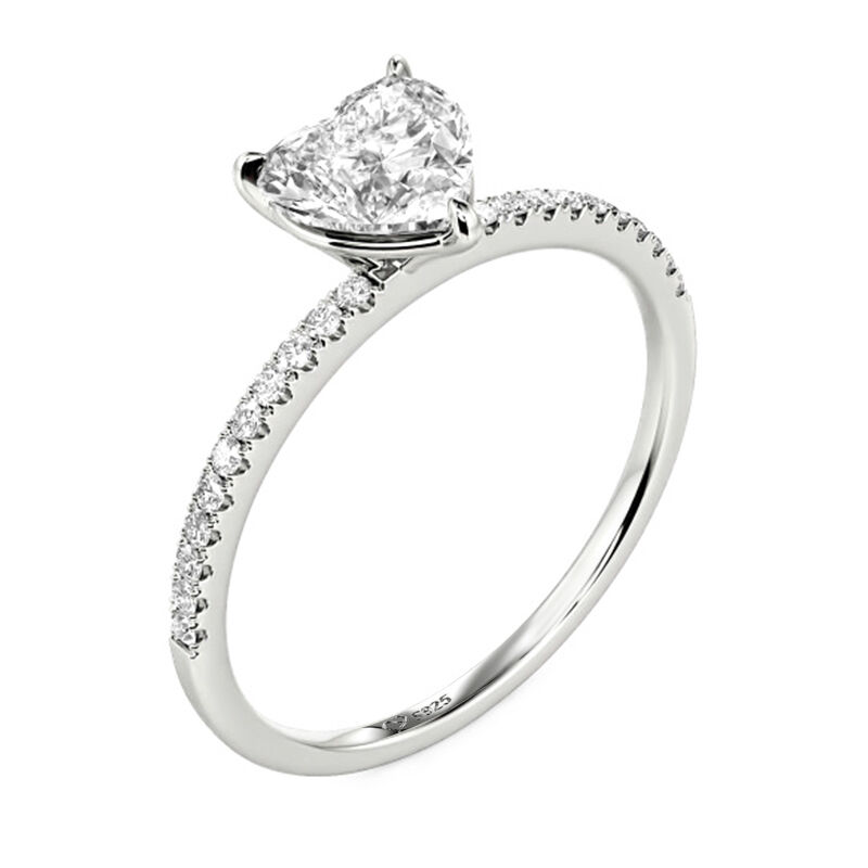 Jeulia Heart Cut Sterling Silver Engagement Ring