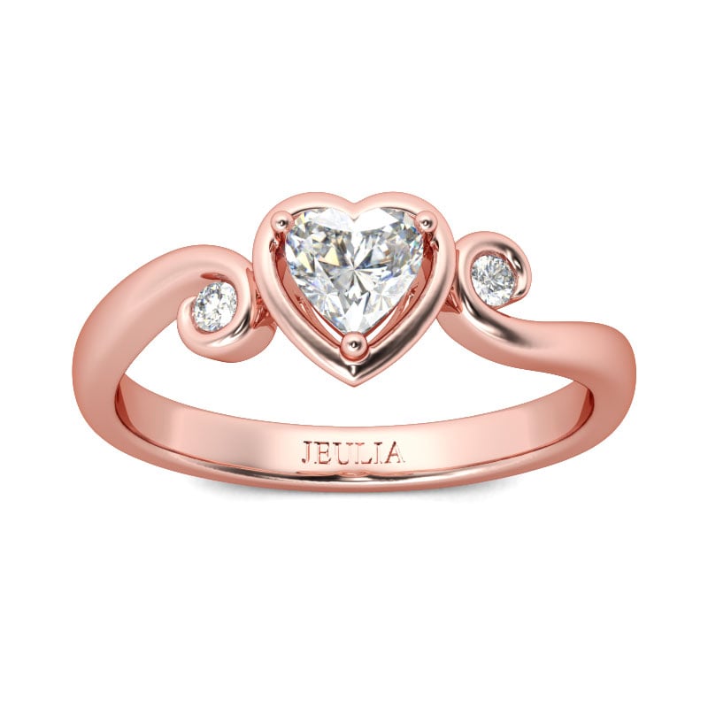 Jeulia Three Stone Heart Cut Sterling Silver Ring