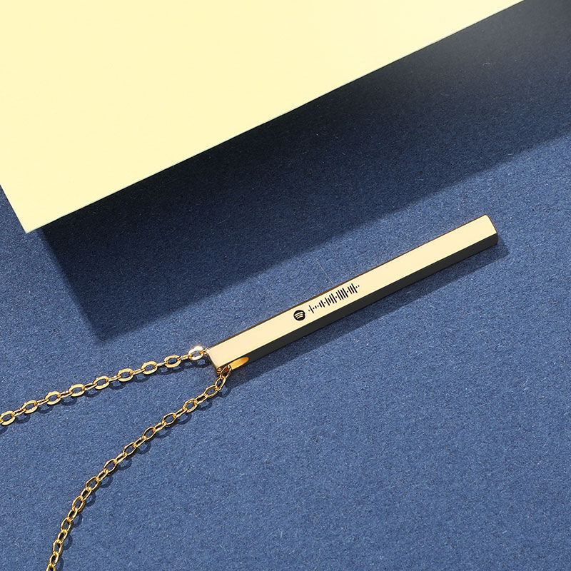 Jeulia Scannable Spotify Code Vertical Bar Stainless Steel Necklace