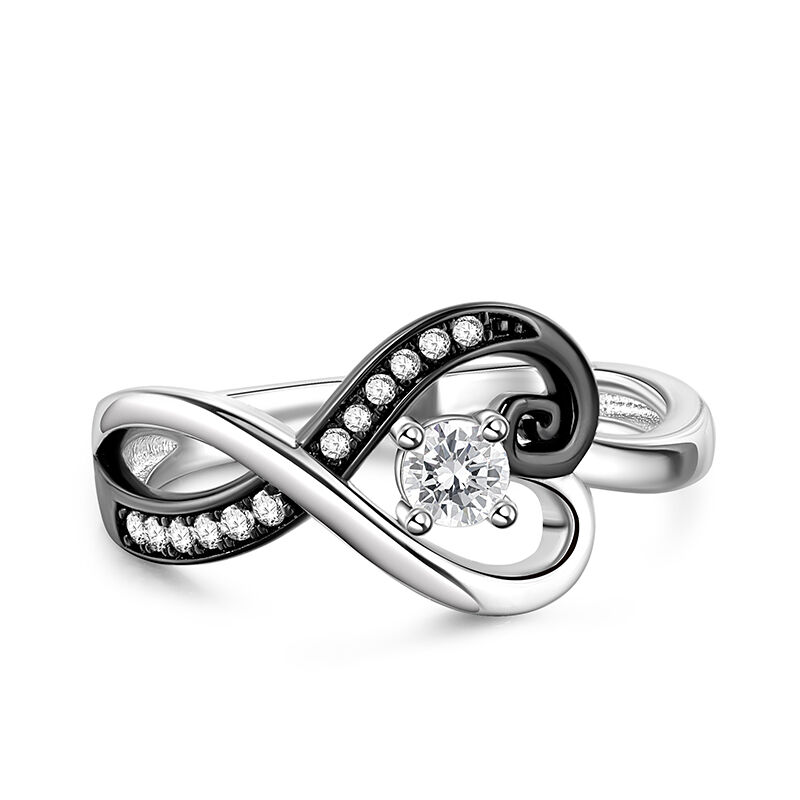 Jeulia "Love in the Moonlight" Two Tone Infinity Love Sterling Silver Ring