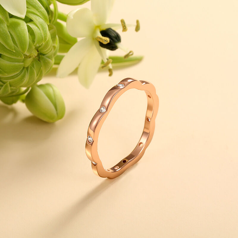 Jeulia Anillo para Mujer Personalizado Corte Redondo Contorno de Pétalos de Sakura