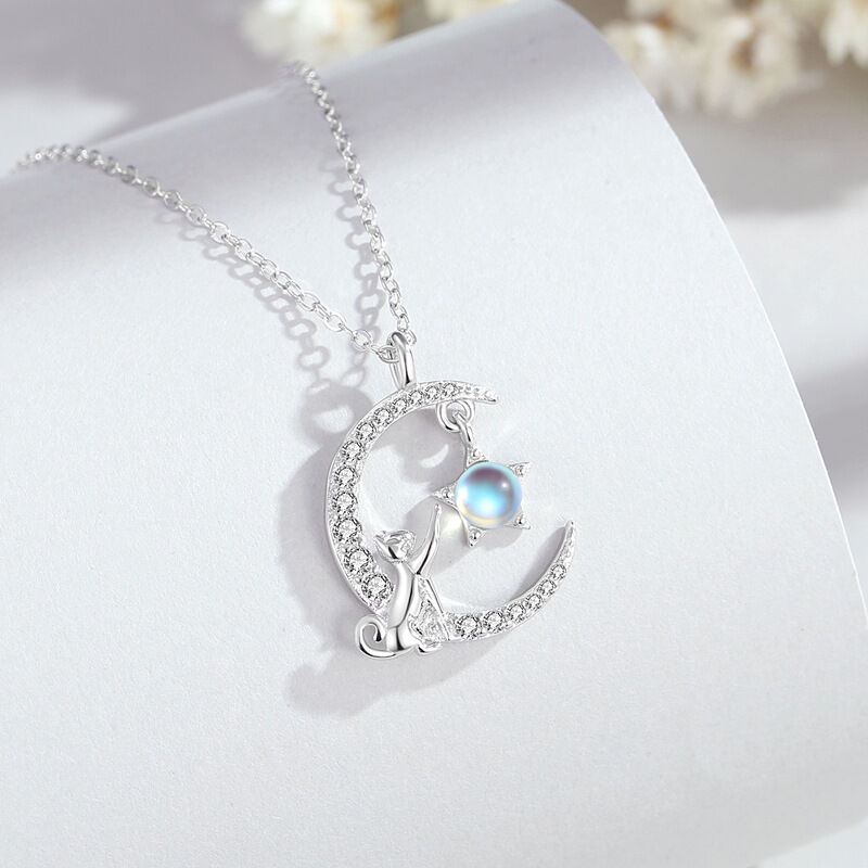 Jeulia Moon Huggers Collier Chat en Pierre de Lune