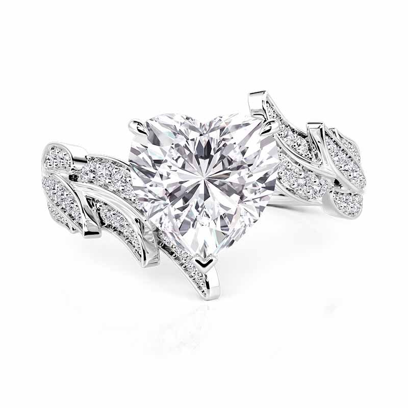 Jeulia Anillo de Promesa Corazón con Alas Diseño Cruzado