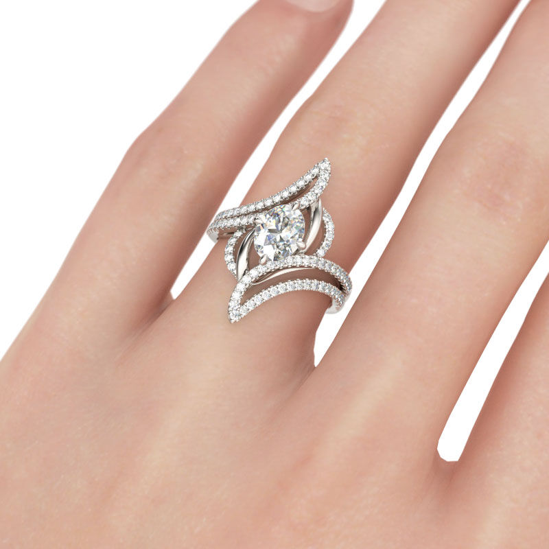 Jeulia Bypass Oval Cut Sterling Silver Ring