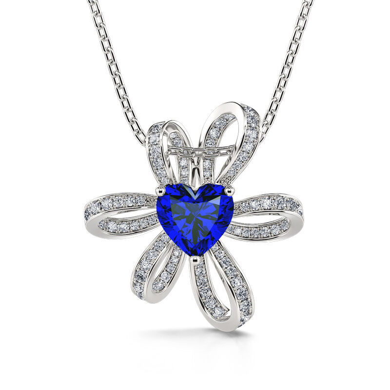 Jeulia "Love Knot" Heart Cut Sterling Silver Necklace