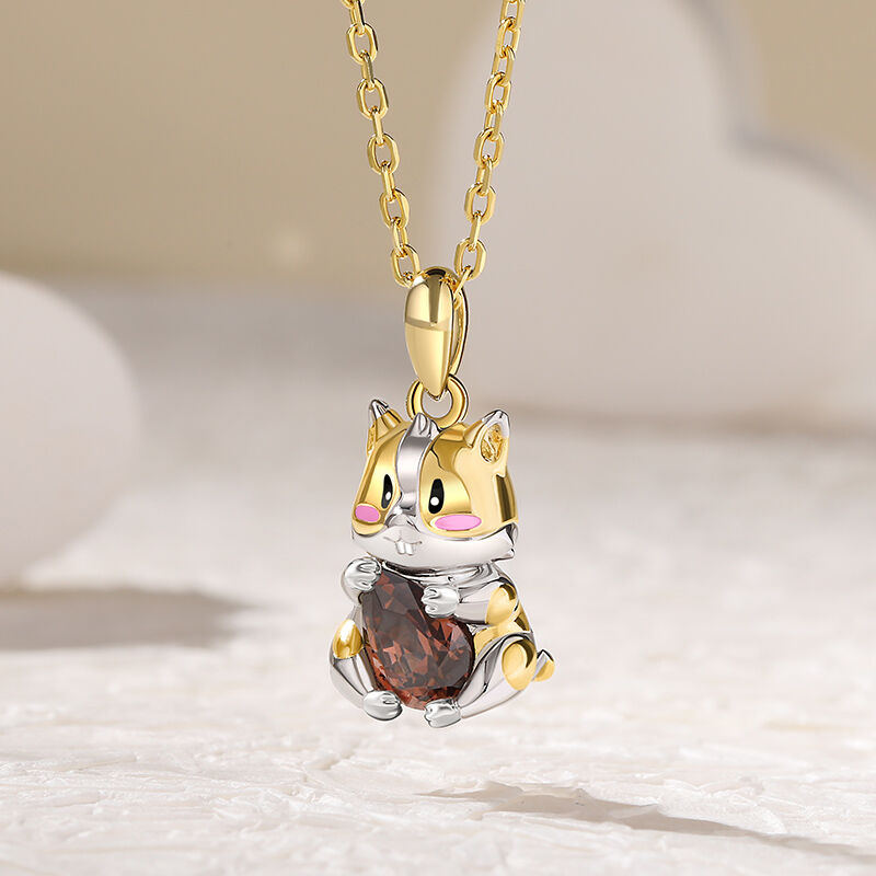 Jeulia Hug Me "Naughty Hamster" Pear Cut Sterling Silver Necklace