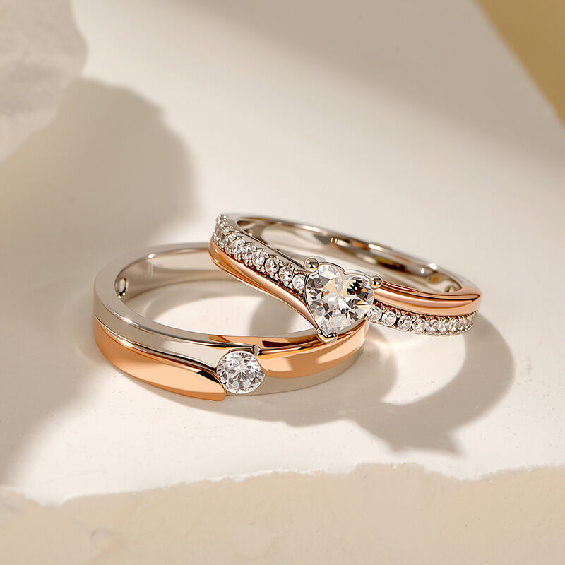 Jeulia Amore Böjda Tvåfärgade Parringar i Sterling Silver