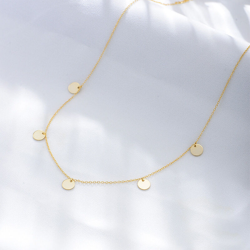 Jeulia Round Disc Gold Tone Sterling Silver Necklace