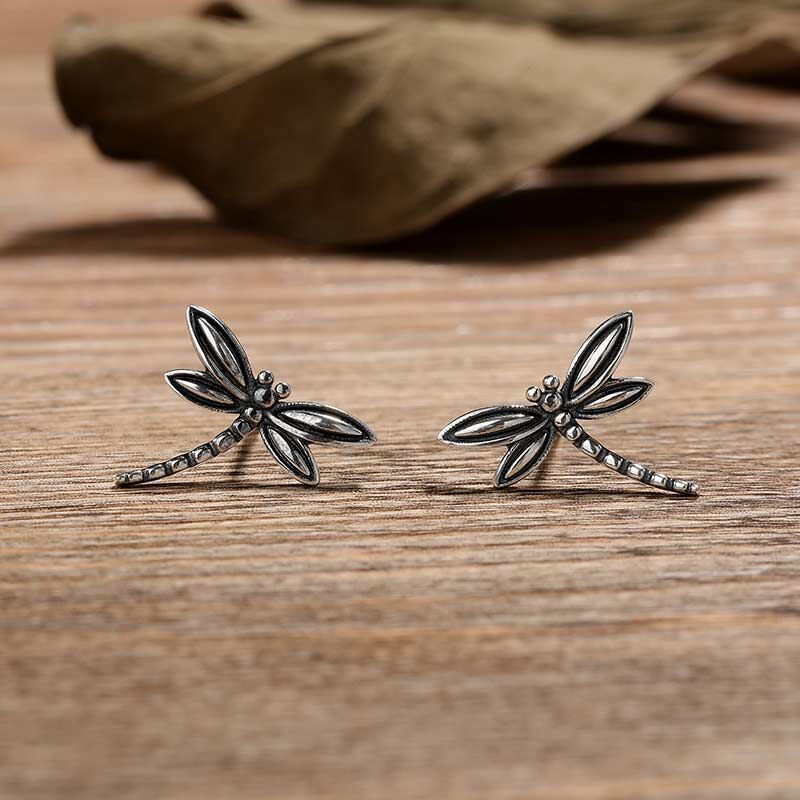 Jeulia "Live Life to The Fullest" Dragonfly Sterling Silver Earrings