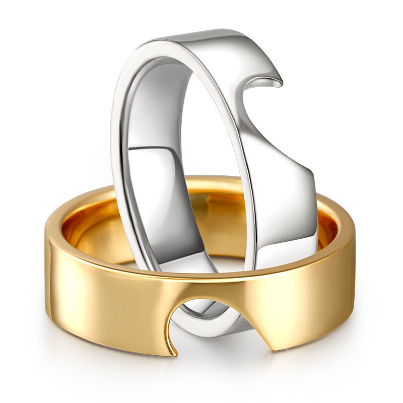 جوليا خواتم الزوجين بتصميم نصف قلب من الفضة الاسترليني