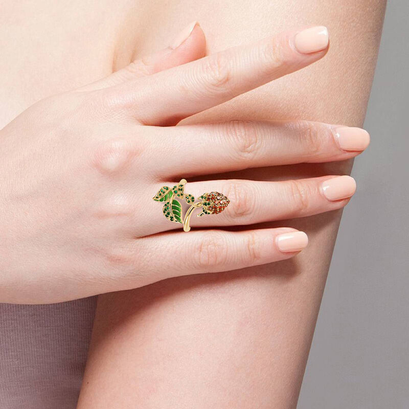 Jeulia "Juicy Fruit" Strawberry Design Sterling Silver Ring