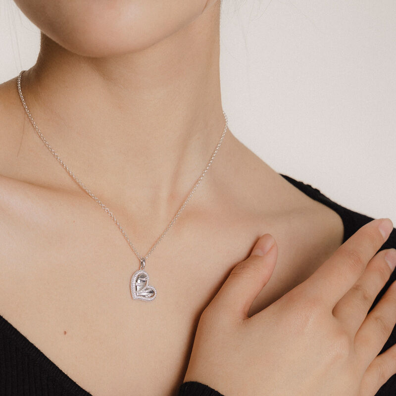 Jeulia Collar Romántico Mujer de Plata de Ley Forma de Corazón