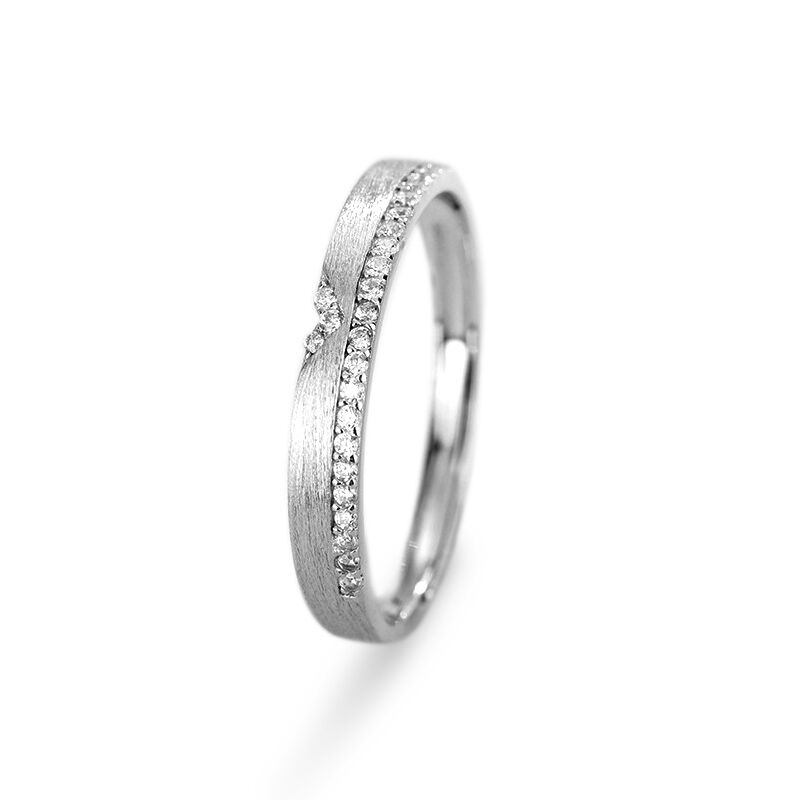 Jeulia Anillo Ajustable de Plata de Ley con Acabado Cepillado para Mujeres