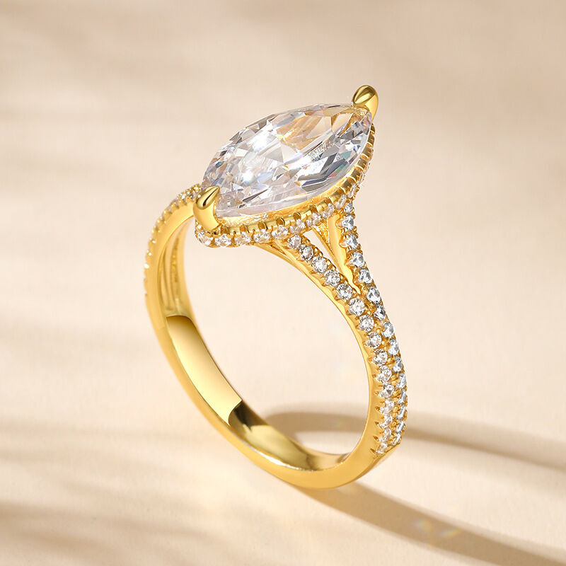 Jeulia Split Shank Marquise Cut Sterling Silver Engagement Ring