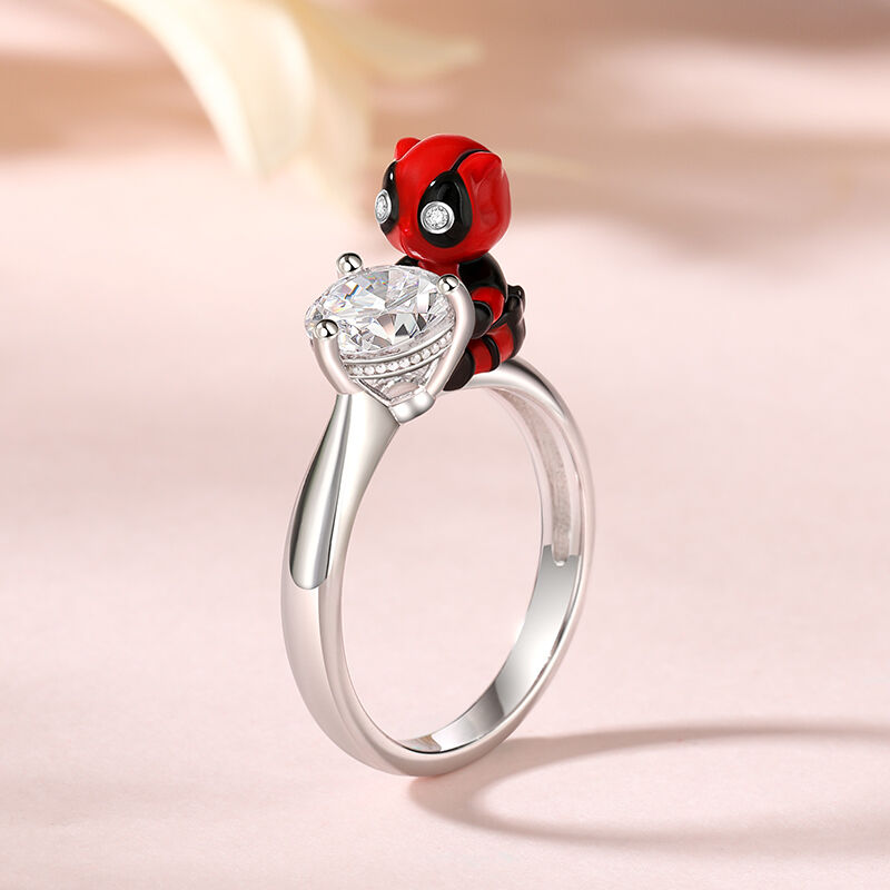 Jeulia Hug Me Antihero Anime Ring Round Cut Sterling Silver